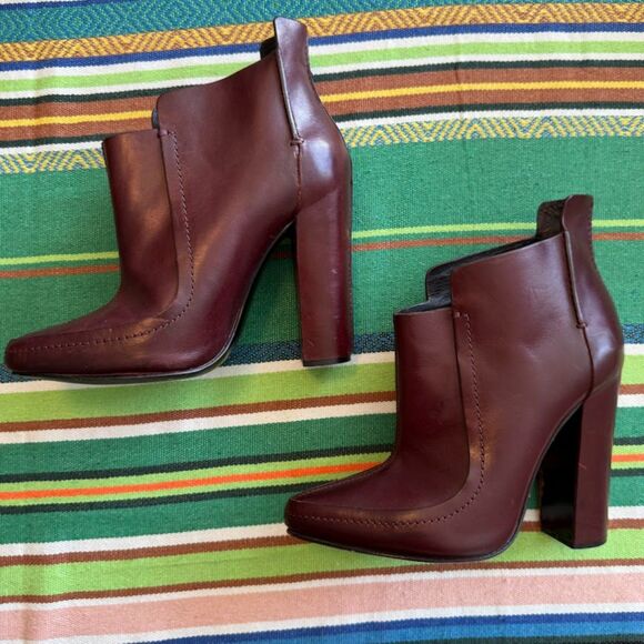Alexander Wang Kim Oxblood Leather High Heel Ankle Booties with Pointed Toe EU36 - Picture 9 of 16